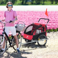 Aosom Three-Wheel Bike Trailer Cart Cargo Runner - Red(m-10)