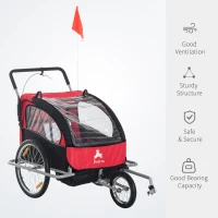 Aosom Three-Wheel Bike Trailer Cart Cargo Runner - Red(m-4)