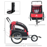 Aosom Three-Wheel Bike Trailer Cart Cargo Runner - Red(m-3)