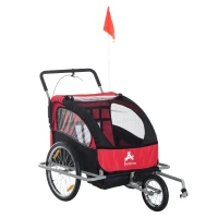 Aosom Three-Wheel Bike Trailer Cart Cargo Runner - Red(m-11)
